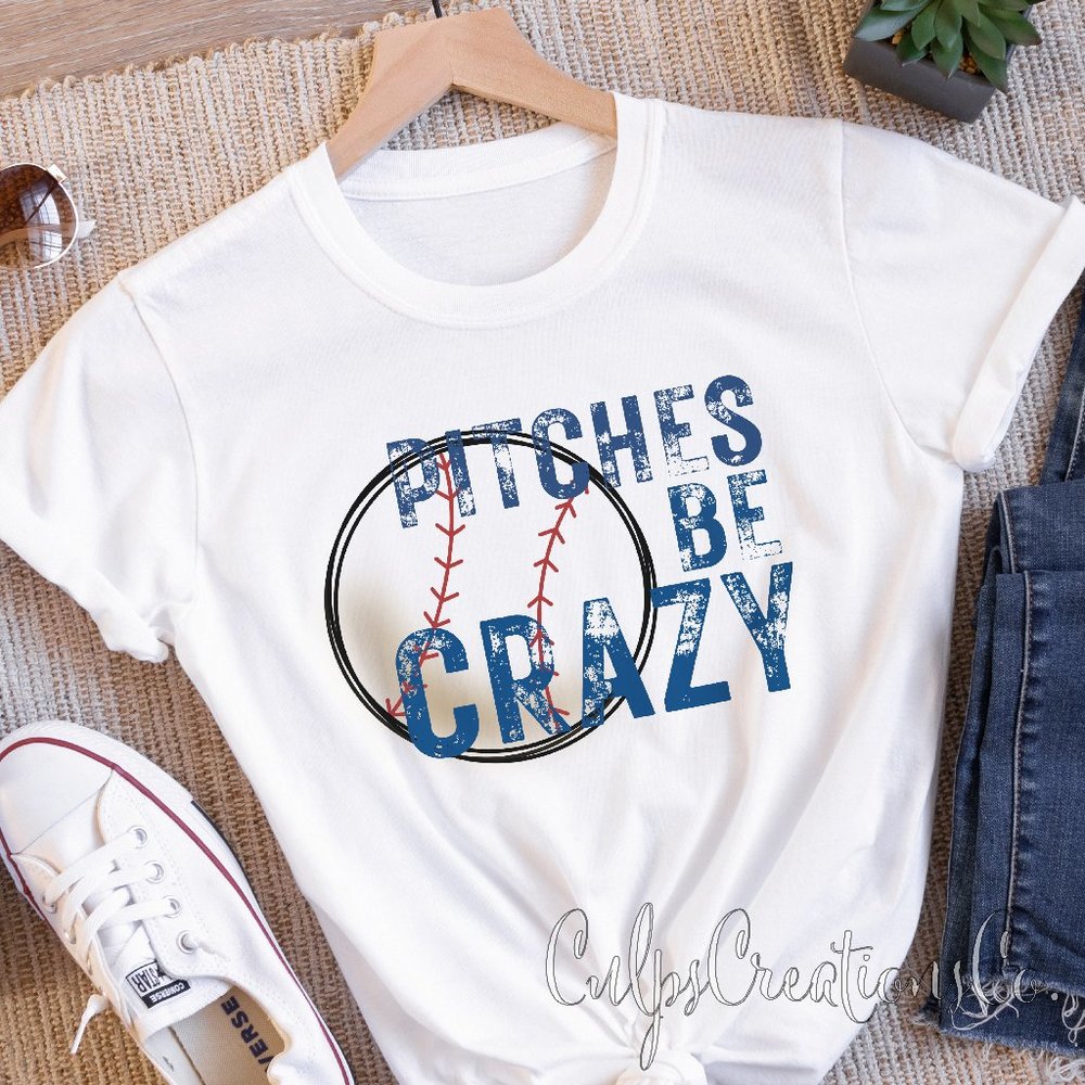 Pitches be crazy baseball design sports mama funny womens t shirt